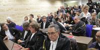 Un'udienza del processo alla commissione Grandi Rischi