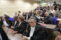 Un'udienza del processo alla commissione Grandi Rischi