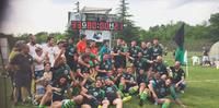 La gioia della formazione de L'Aquila Rugby Club dopo la vittoria sulla Valsugana Padova