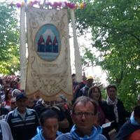 I pellegrini partiti ieri da Castellafiume alla volta del Santuario della Trinità (dalla pagina Facebook della Confraternita)
