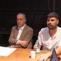 Il vice presidente del Csm Giovanni Legnini e l'attore Marco D'Amore al Festival della Partecipazione (foto Raniero Pizzi)