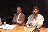 Il vice presidente del Csm Giovanni Legnini e l'attore Marco D'Amore al Festival della Partecipazione (foto Raniero Pizzi)