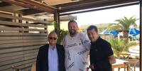 Claudio Lotito con il ristoratore Cardano e il presidente del Pescara Daniele Sebastiani (foto Giampiero Lattanzio)