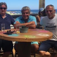 Il vice presidente del Pescara Gabriele Bankowski con Victor Mesa e Roberto Druda