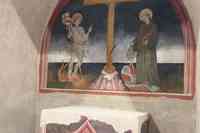 Un particolare degli affreschi restaurati nella Basilica