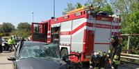 L'incidente sulla strada 652 e l'intervento dei vigili del fuoco