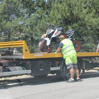 Una delle moto coinvolte nell'incidente (Foto Pizzi)