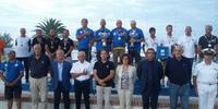 Il podio dei Campionati nazionali di pesca a traina disputati a Pescara, organizzatori e autorità