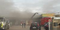 L'incendio di questa mattina nello stabilimento Madama olive a Carsoli
