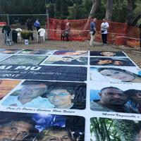 Gigantografie delle vittime del disastro di Rigopiano