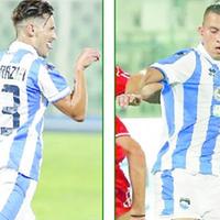 L'attaccante esterno Francesco Di Grazia, 23 anni, e il jolly biancazzurro Christian Ventola, 22 anni