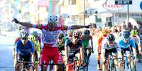 L'arrivo vittorioso di Davide Ballerini nell'ultima edizione del Trofeo Matteotti di ciclismo