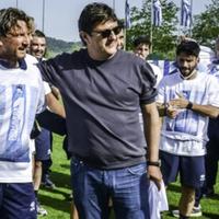 Gigi Iervese, allenatore della Primavera del Pescara, e il presidente biancazzurro Daniele Sebastiani (foto Pescara calcio)