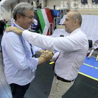 Enio Barbarossa con l'allenatore Tino Perez
