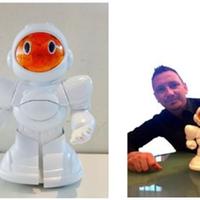 Il fisico abruzzese Marco Santarelli con Biro Robot (foto da profilo fb)