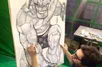 Carmine Di Giandomenico mentre disegna una delle tavole per l'incredibile Hulk