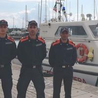 I tre componenti della motovedetta intervenuti direttamente nel Marina