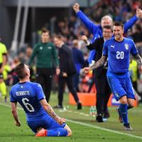 Verratti esulta dopo il gol della vittoria degli azzurri contro la Bosnia