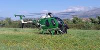 L'elicottero dei carabinieri forestali durante i controlli nel Fucino