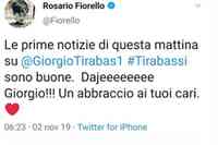 Il tweet di Rosario Fiorello alle notizie positive su Giorgio Tirabassi