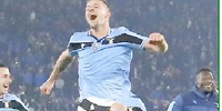 L'esultanza di Milinkovic Savic, autore del gol vittoria della Lazio sull'Inter