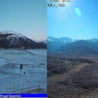 I Piani di Pezza: a sinistra il 31 dicembre 2019, a destra la webcam del 18 febbraio 2020