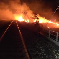 L'incendio vicino ai binari tra Vasto e San Salvo
