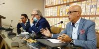 Teramo, la conferenza del manager Di Giosia con Tarquini e il sindaco D'Alberto (foto Adriani)
