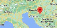 La zona di epicentro del terremoto delle 12,19 in Croazia (fonte Ingv)