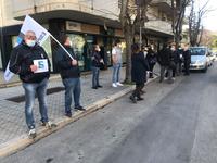 La protesta dei lavoratori della Esplodenti Sabino (foto Gianfranco Daccò)