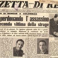 L'articolo sulla morte di Afro Rossi pubblicato in prima pagina sul quotidiano La Gazzetta di Reggio il 28 marzo 1955