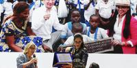 Commozione in ricordo dell'ambasciatore Luca Attanasio trucidato in Congo: Carla Tiboni consegna la targa alla moglie Zakia accompagnata dalle piccole tre figlie (foto di Giampiero Lattanzio)