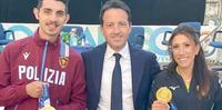 I campioni olimpici Massimo Stano e Antonella Palmisano insieme al sindaco di Roccaraso Francesco Di Donato
