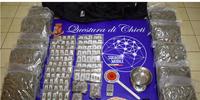 La droga e i contanti sequestrati dalla polizia di Chieti