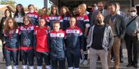 La presentazione dell’Aquila calcio femminile col sindaco Pierluigi Biondi