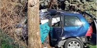 La Peugeot 308 distrutta dopo l’incidente