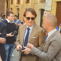L'arrivo del ct della nazionale Roberto Mancini a Chieti