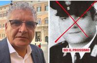 Bruno D'Alfonso e a destra la minaccia ricevuta con la foto del padre vittima di terrorismo